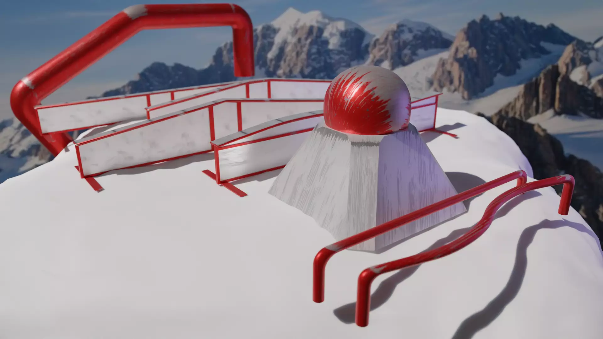 Snowboard Rails and press Free low-poly 3D model