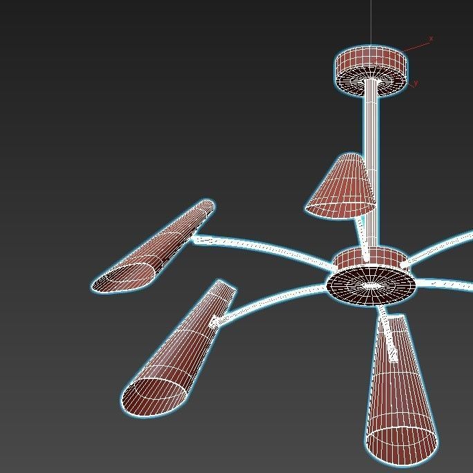 artesia chandelier with five lights gold 3D model_4