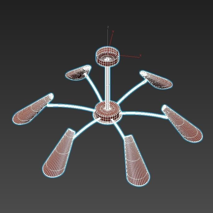 artesia chandelier with five lights gold 3D model_6