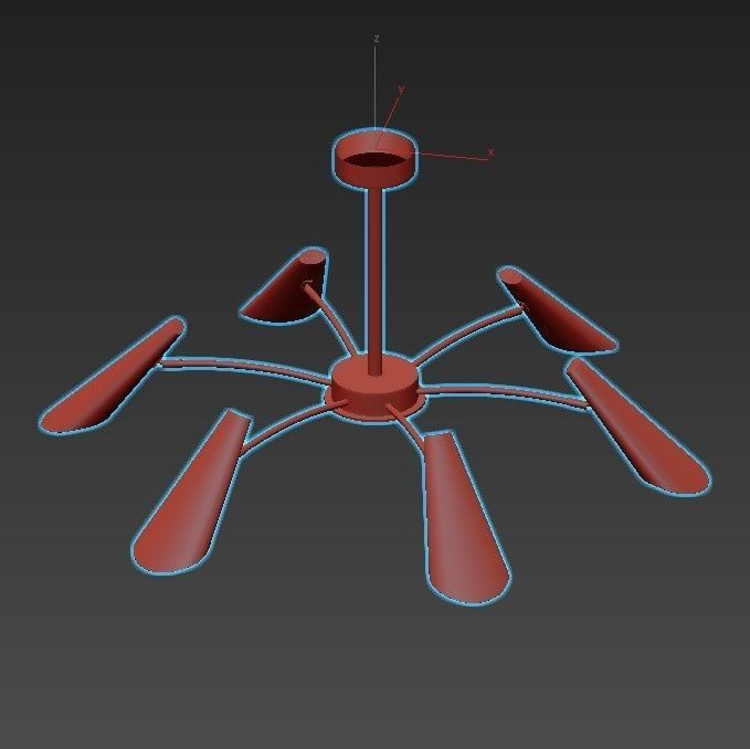 artesia chandelier with five lights gold 3D model_3