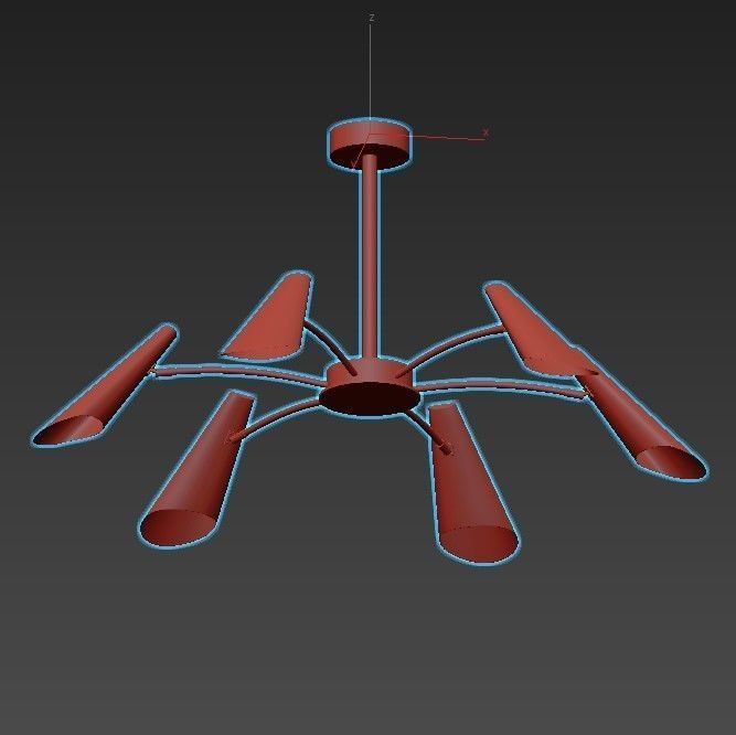 artesia chandelier with five lights gold 3D model_2