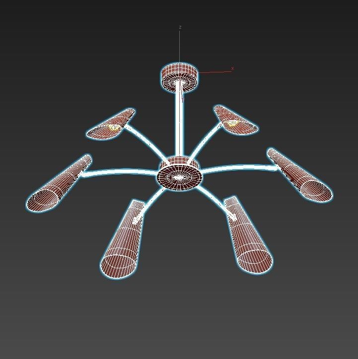 artesia chandelier with five lights gold 3D model_5