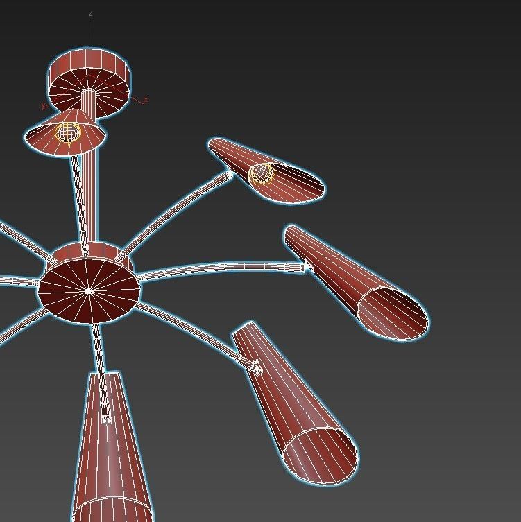 artesia modern chandelier in gold and brass 3D model_5