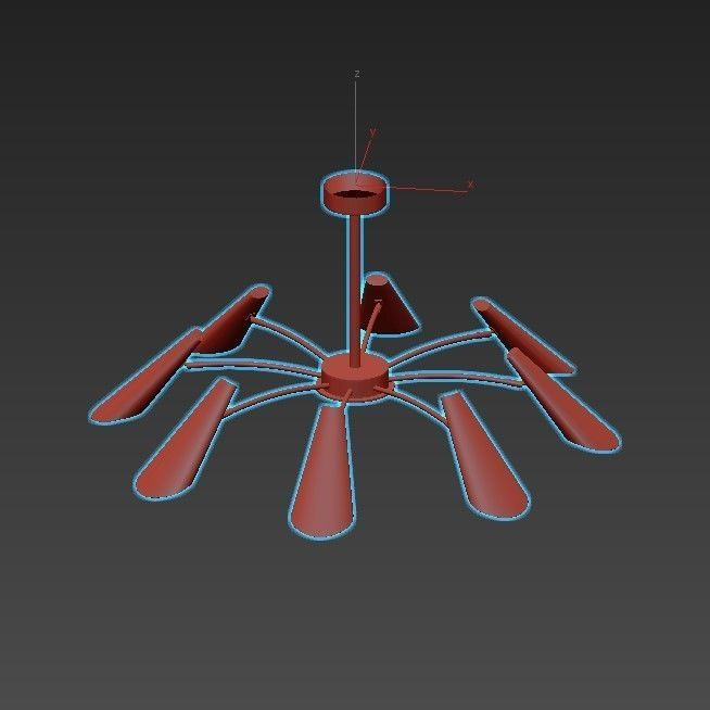 artesia modern chandelier in gold and brass 3D model_3