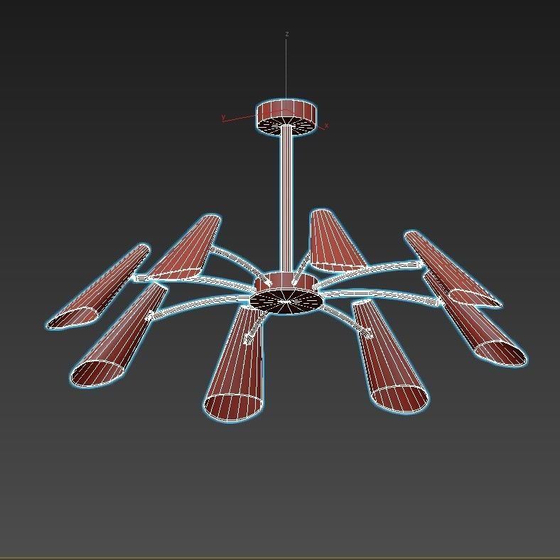 artesia modern chandelier in gold and brass 3D model_7