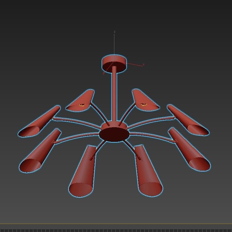 artesia modern chandelier in gold and brass 3D model_2