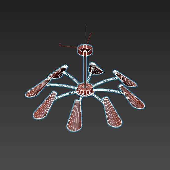 artesia modern chandelier in gold and brass 3D model_6