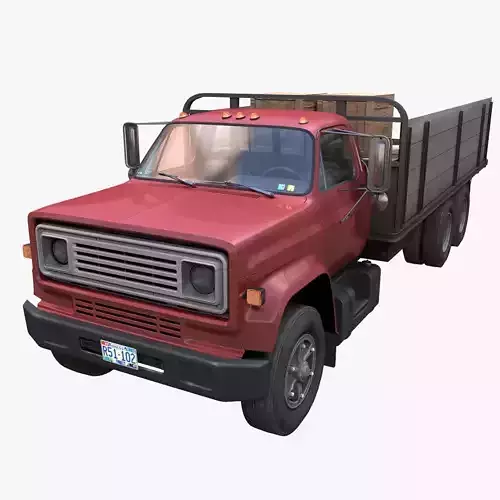 Vintage industrial flatbed truck Low-poly 3D model