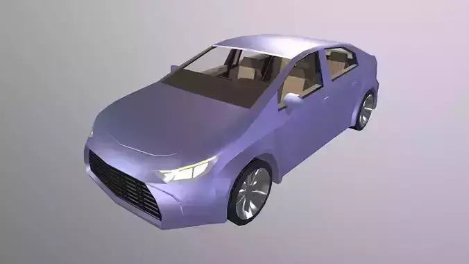 City Car sedan VR AR low-poly 3d model Cartoon with interior Low-poly 3D model