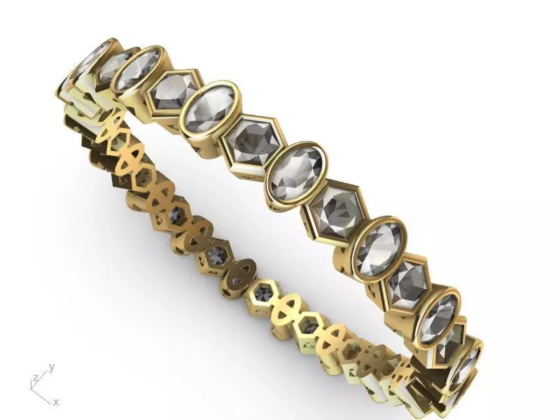 hexagon oval eternity ring stl verified 3D print model