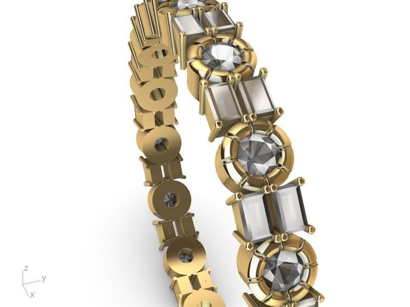 baguette round brilliant eternity ring stl verified  3D print model_10