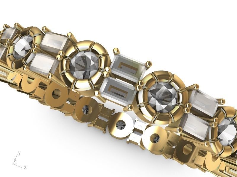 baguette round brilliant eternity ring stl verified  3D print model_4