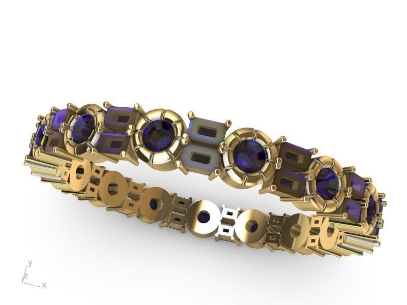 baguette round brilliant eternity ring stl verified  3D print model_18