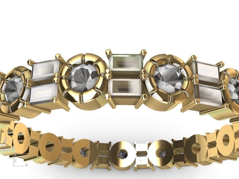 baguette round brilliant eternity ring stl verified  3D print model_5