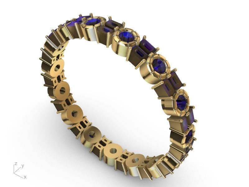 baguette round brilliant eternity ring stl verified  3D print model_19