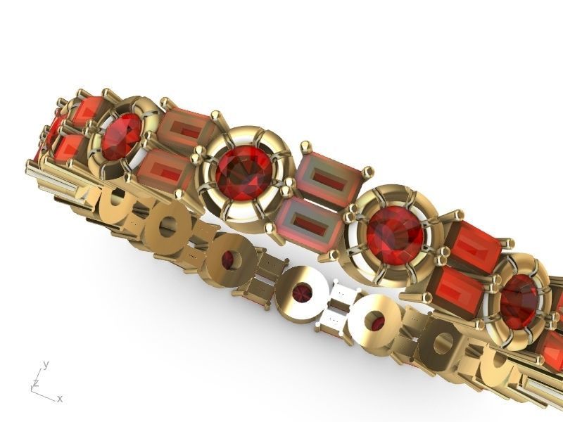 baguette round brilliant eternity ring stl verified  3D print model_3