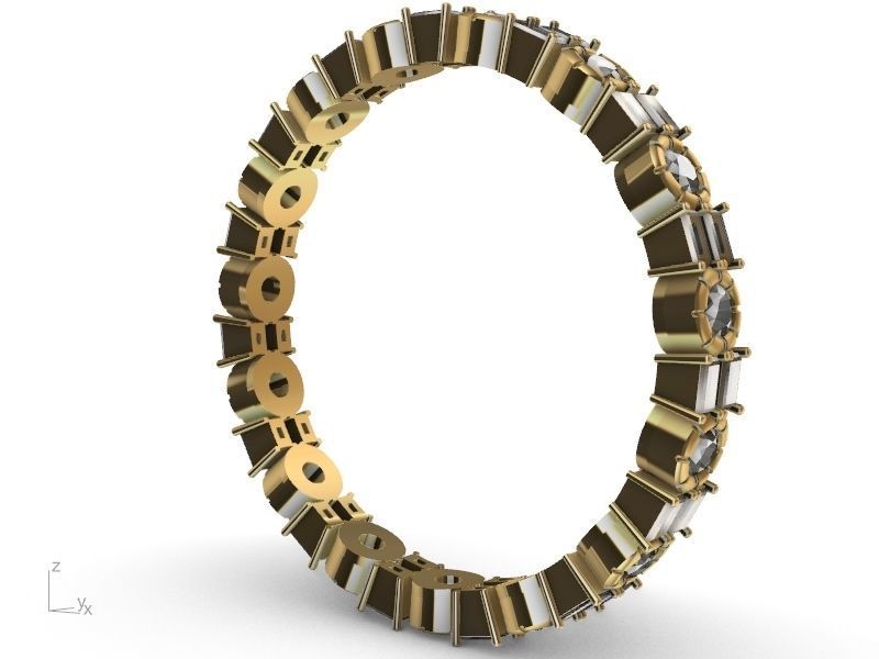 baguette round brilliant eternity ring stl verified  3D print model_17