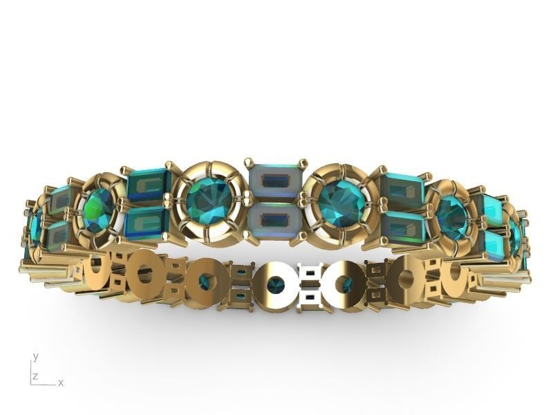 baguette round brilliant eternity ring stl verified  3D print model_12