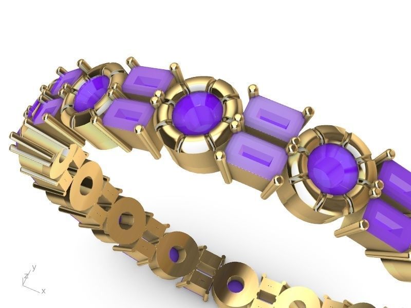 baguette round brilliant eternity ring stl verified  3D print model_1