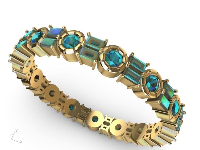 baguette round brilliant eternity ring stl verified  3D print model_6