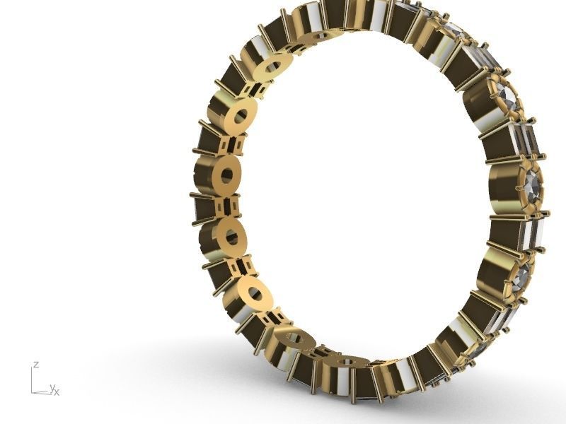 baguette round brilliant eternity ring stl verified  3D print model_16
