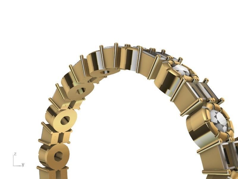 baguette round brilliant eternity ring stl verified  3D print model_8