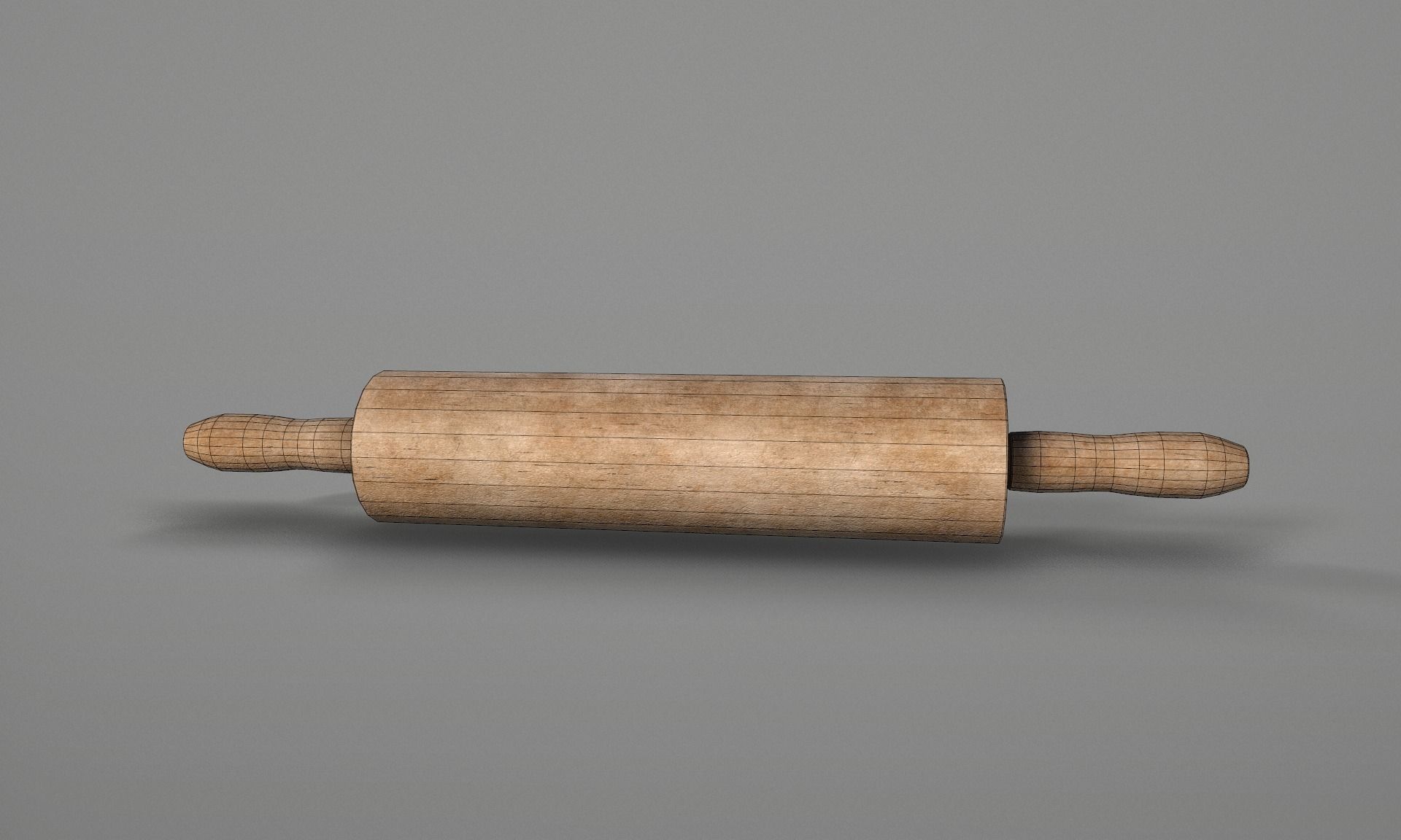 Wooden Rolling Pin  Low-poly 3D model_15
