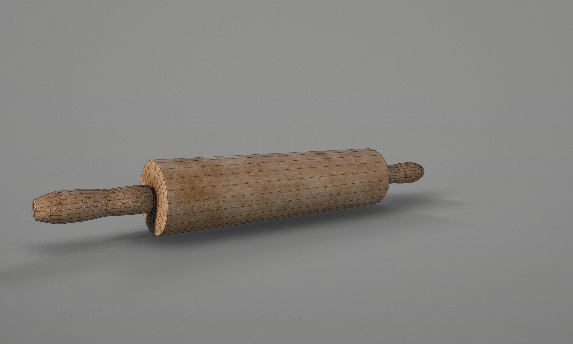 Wooden Rolling Pin  Low-poly 3D model_12