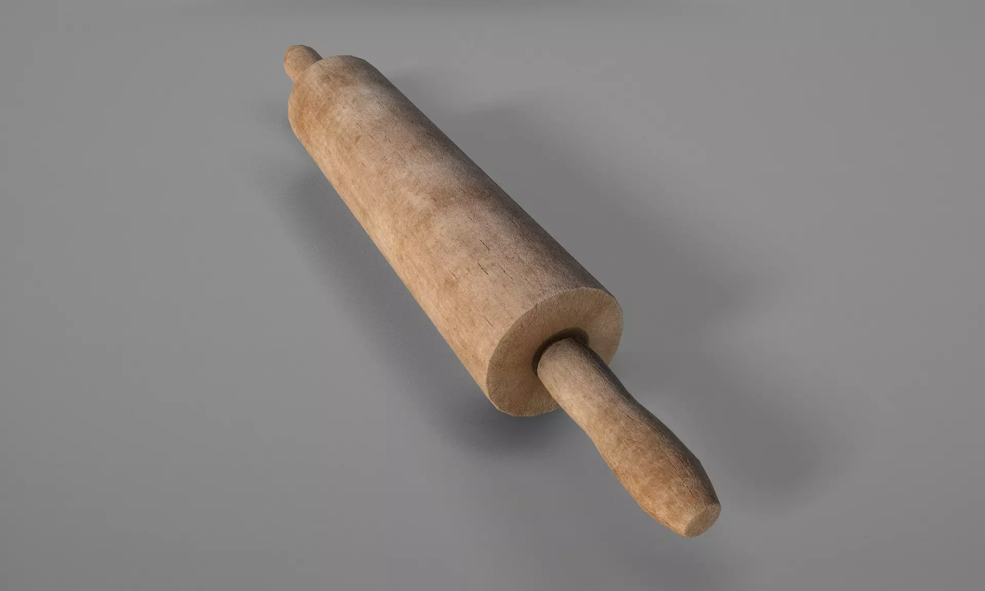 Wooden Rolling Pin  Low-poly 3D model_0