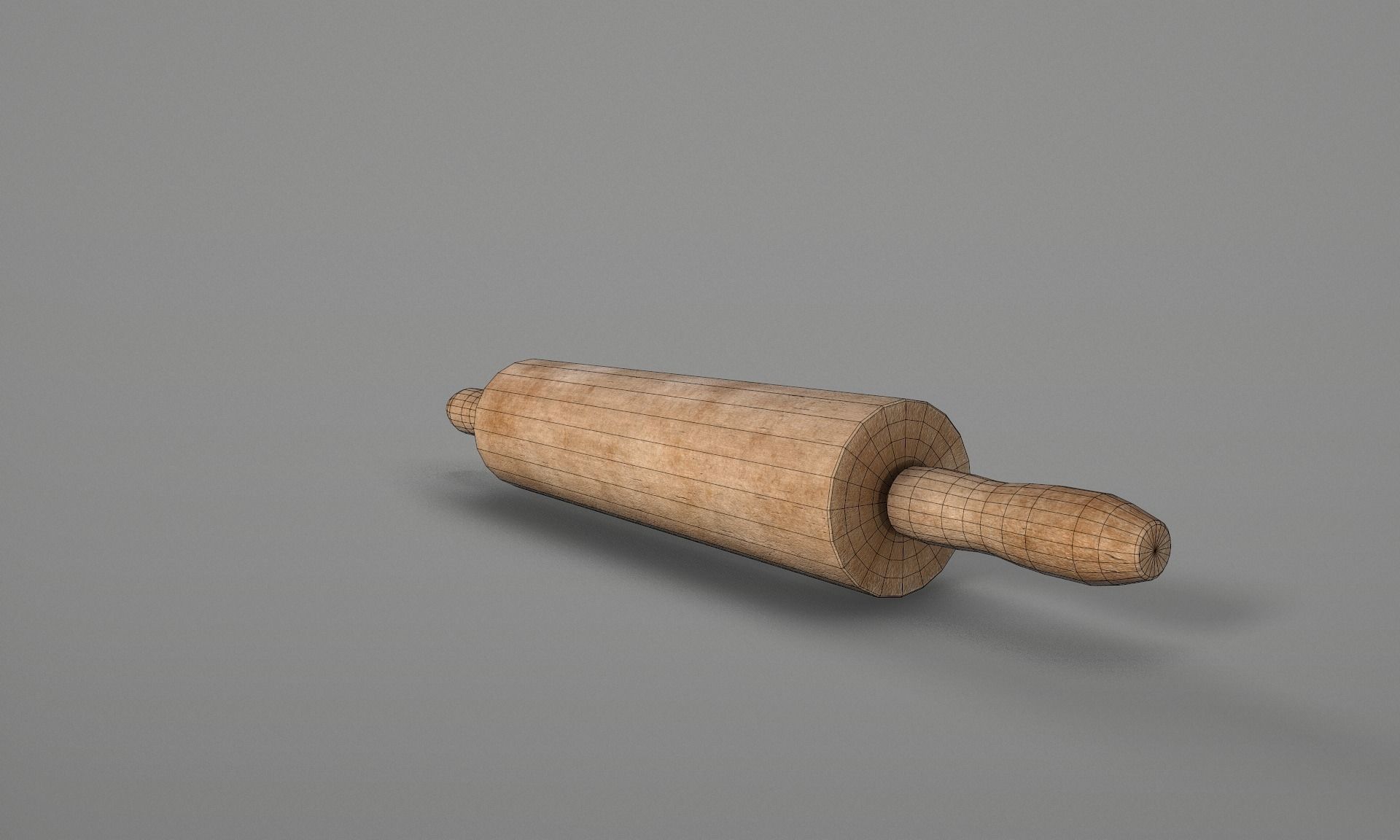 Wooden Rolling Pin  Low-poly 3D model_18