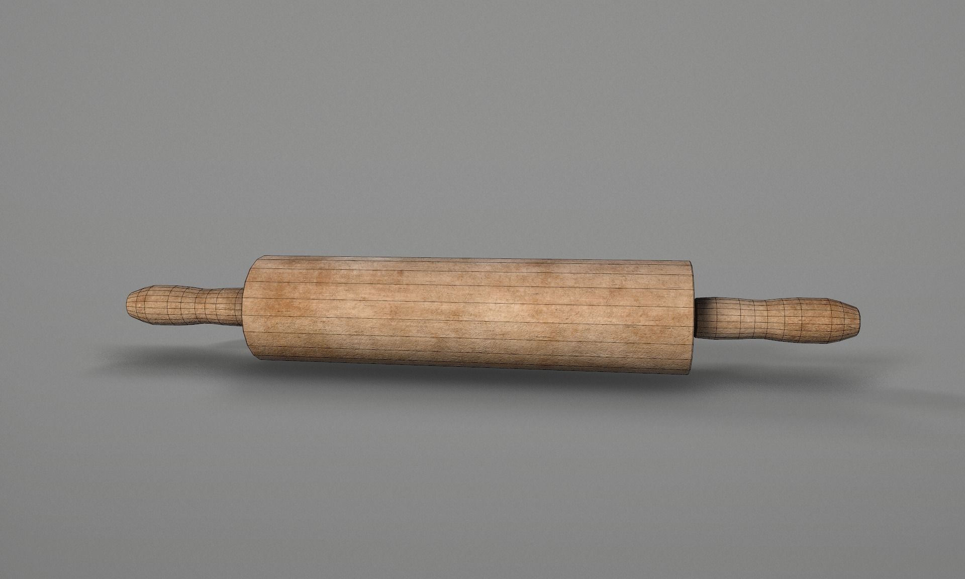 Wooden Rolling Pin  Low-poly 3D model_11