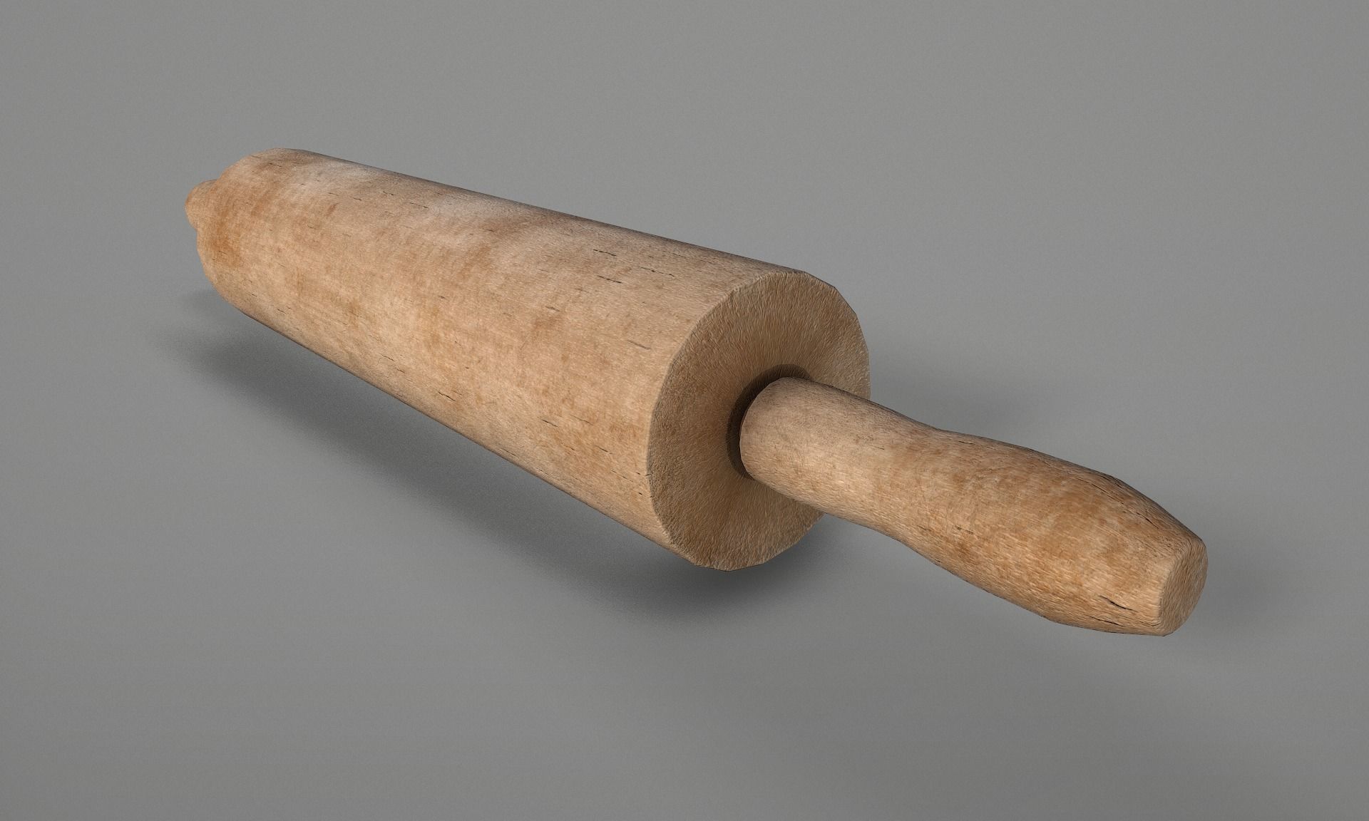 Wooden Rolling Pin  Low-poly 3D model_1