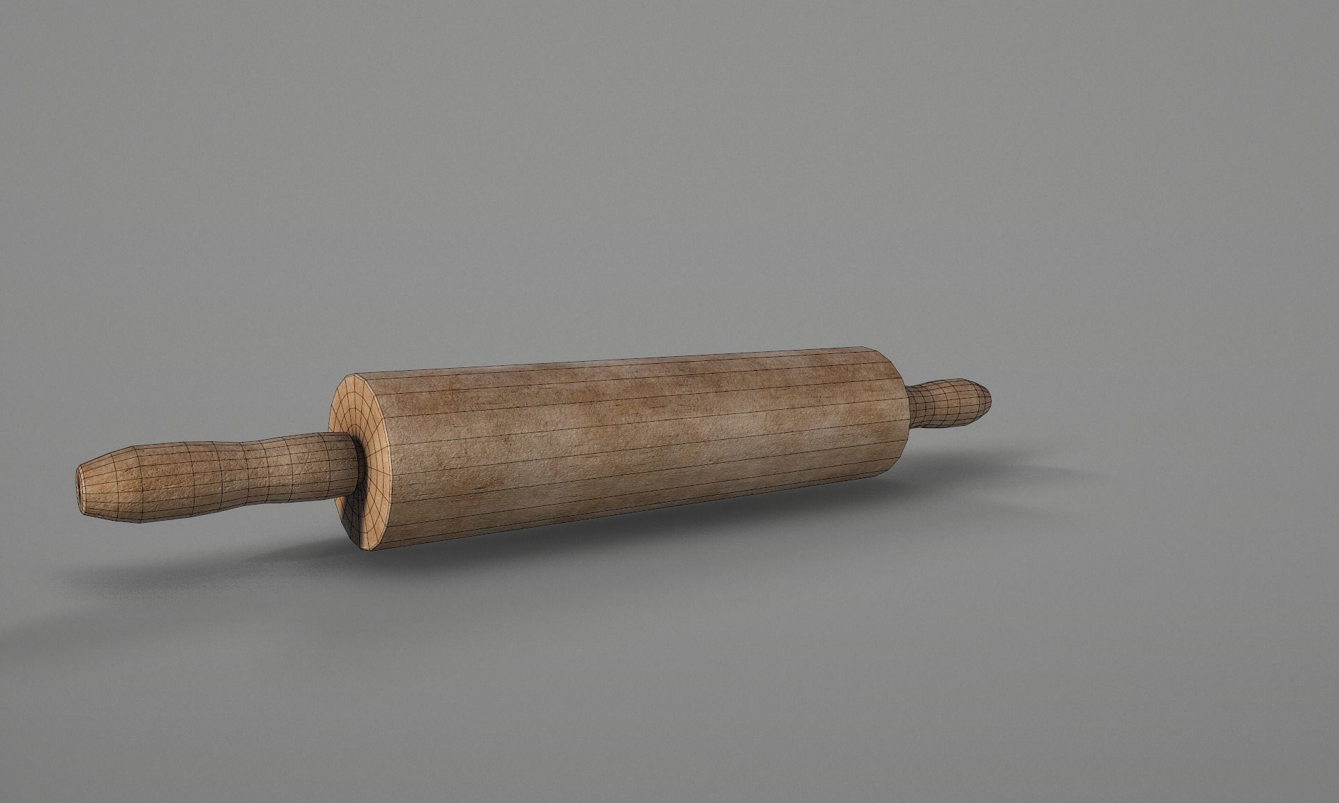 Wooden Rolling Pin  Low-poly 3D model_16