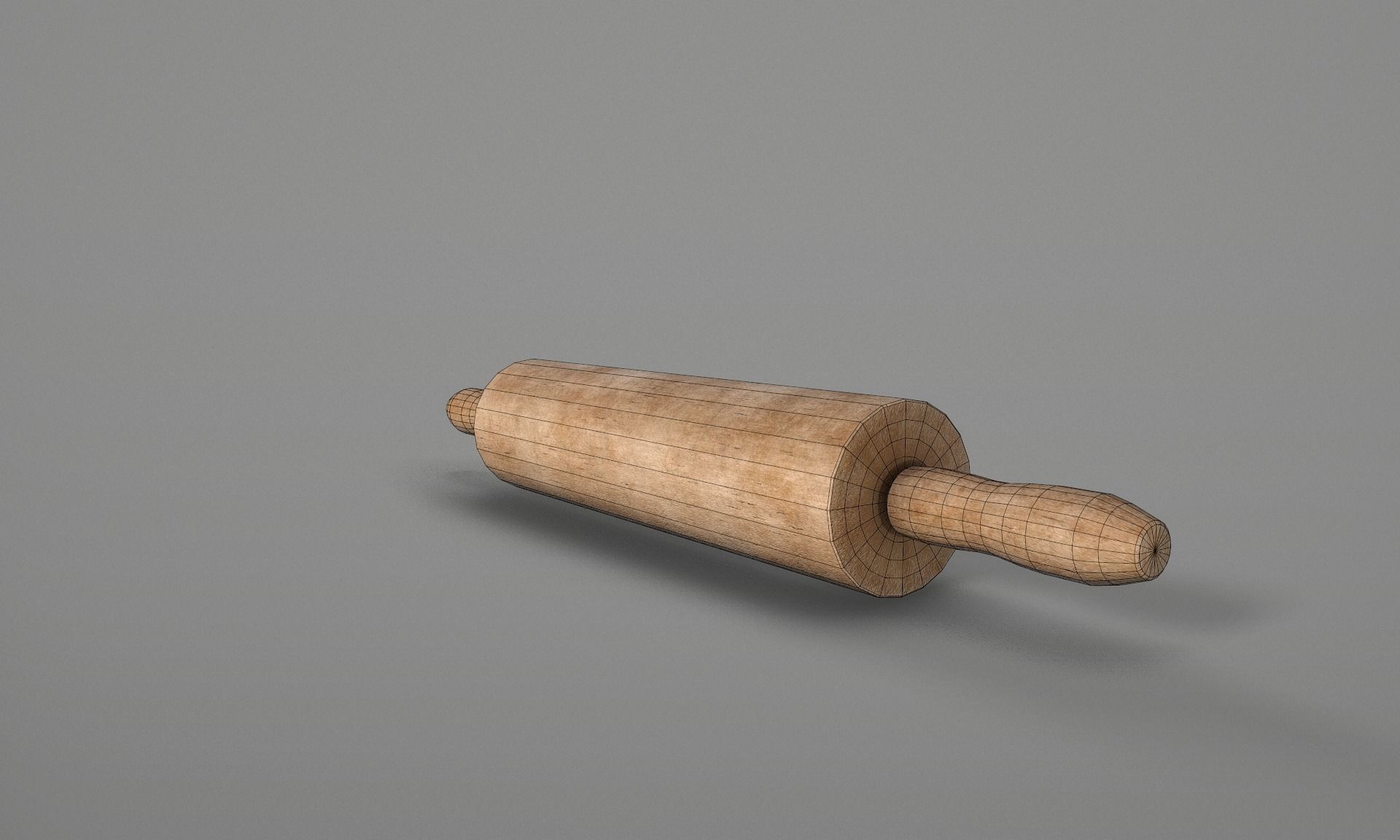 Wooden Rolling Pin  Low-poly 3D model_14