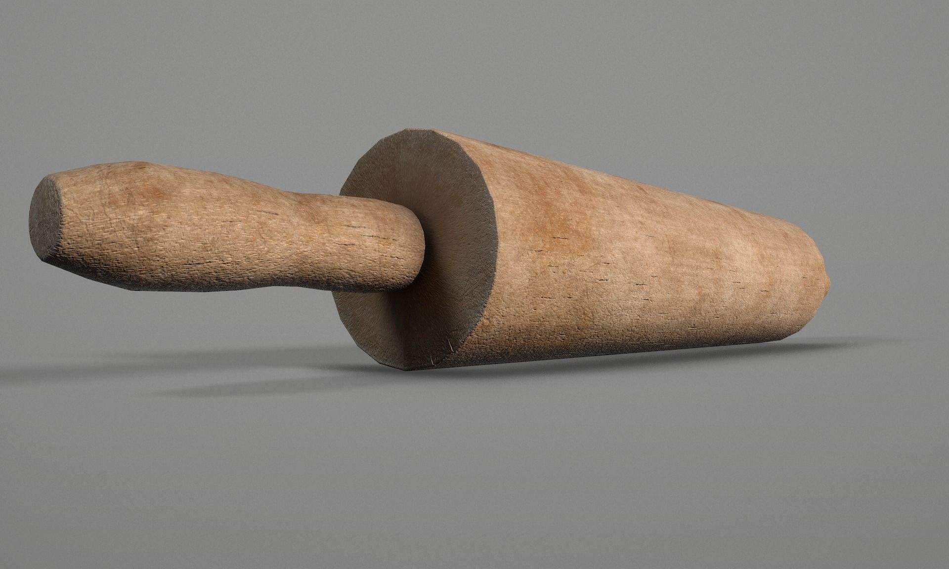 Wooden Rolling Pin  Low-poly 3D model_2