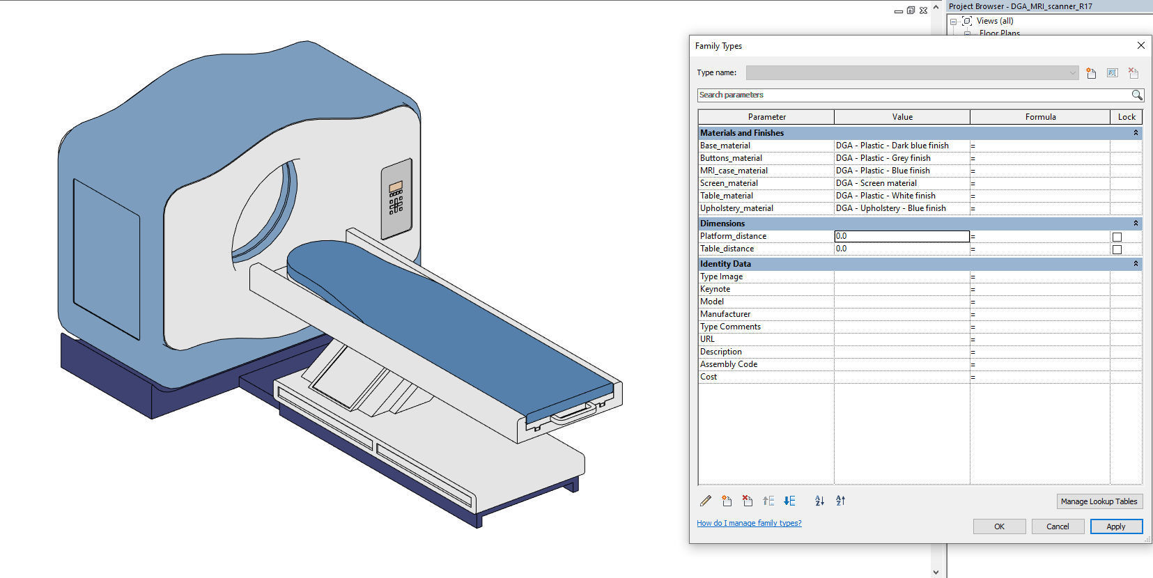 MRI scanner - Medical Equipment - Parametric Revit family Low-poly 3D model_6