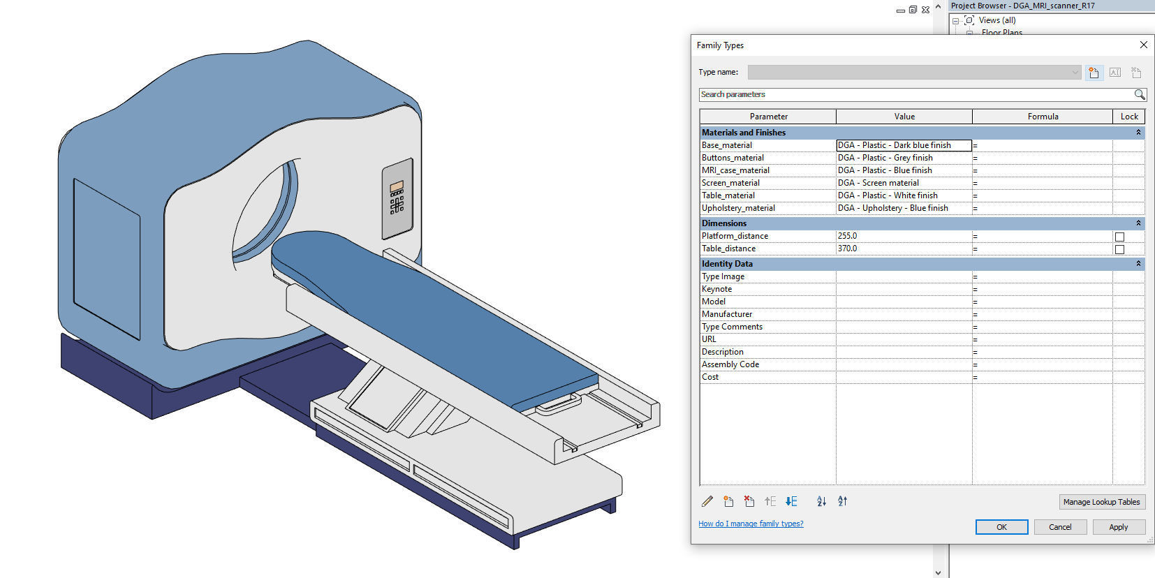 MRI scanner - Medical Equipment - Parametric Revit family Low-poly 3D model_8