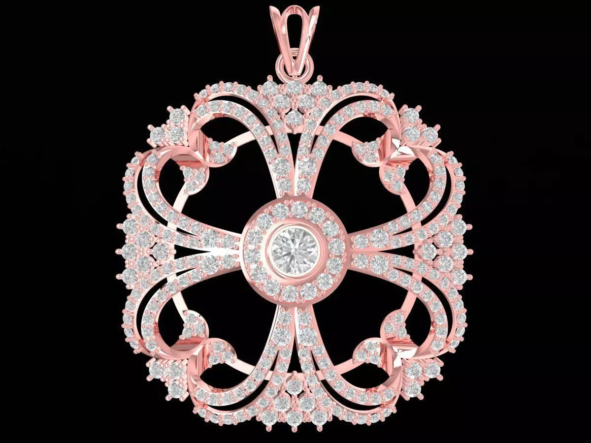 Luxury Floral Diamond Pendant 3D Jewelry Model 3233 3D print model