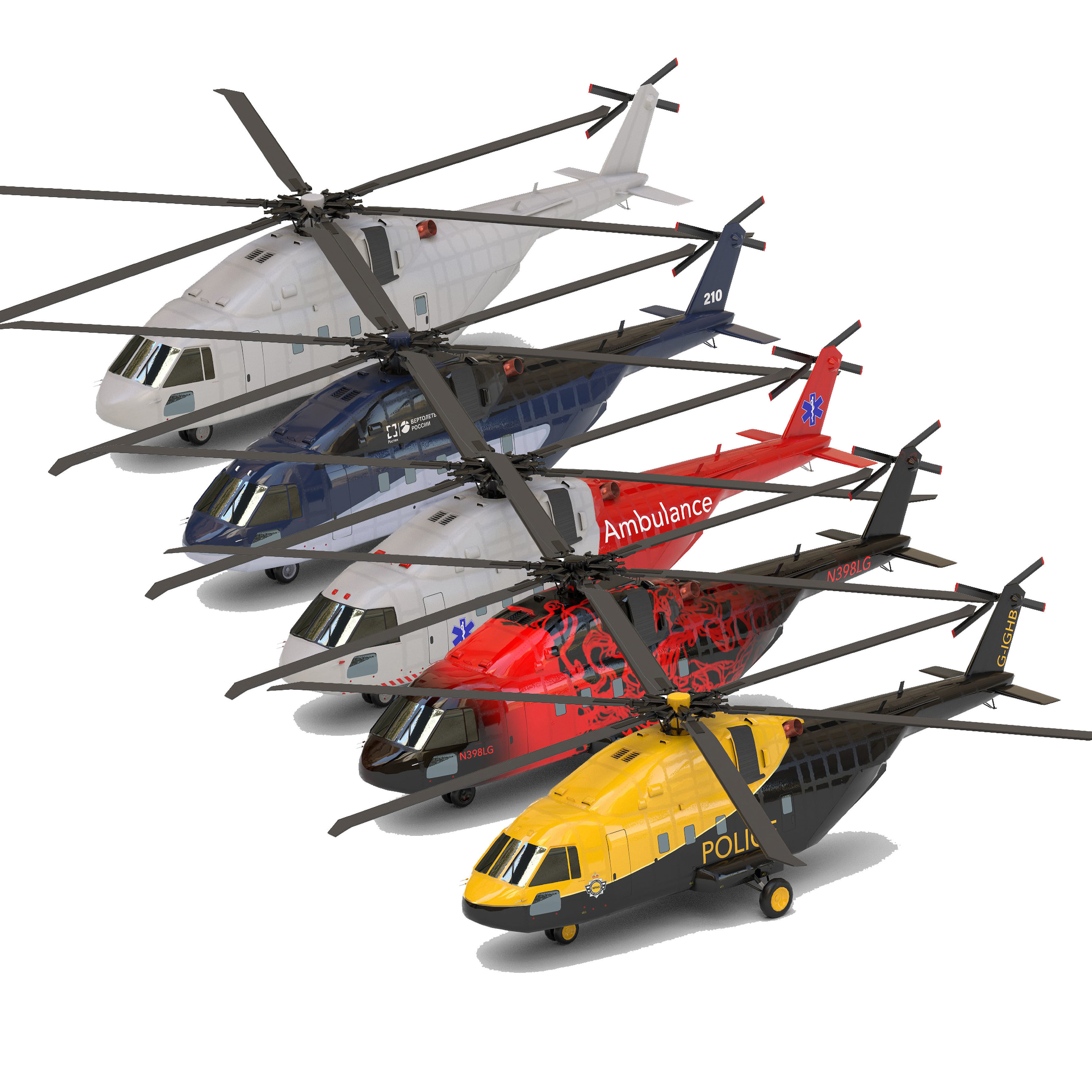 Helicopter asset Low-poly 3D model_1