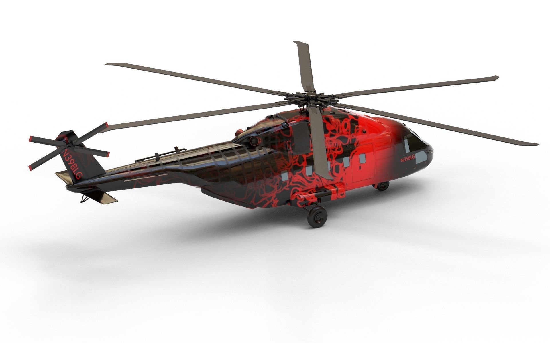 Helicopter asset Low-poly 3D model_9