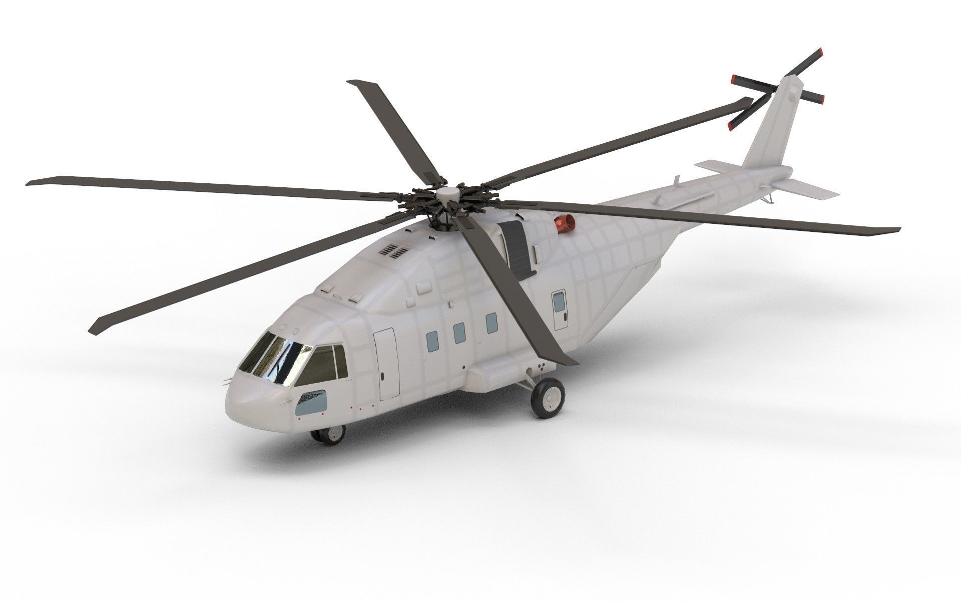 Helicopter asset Low-poly 3D model_4