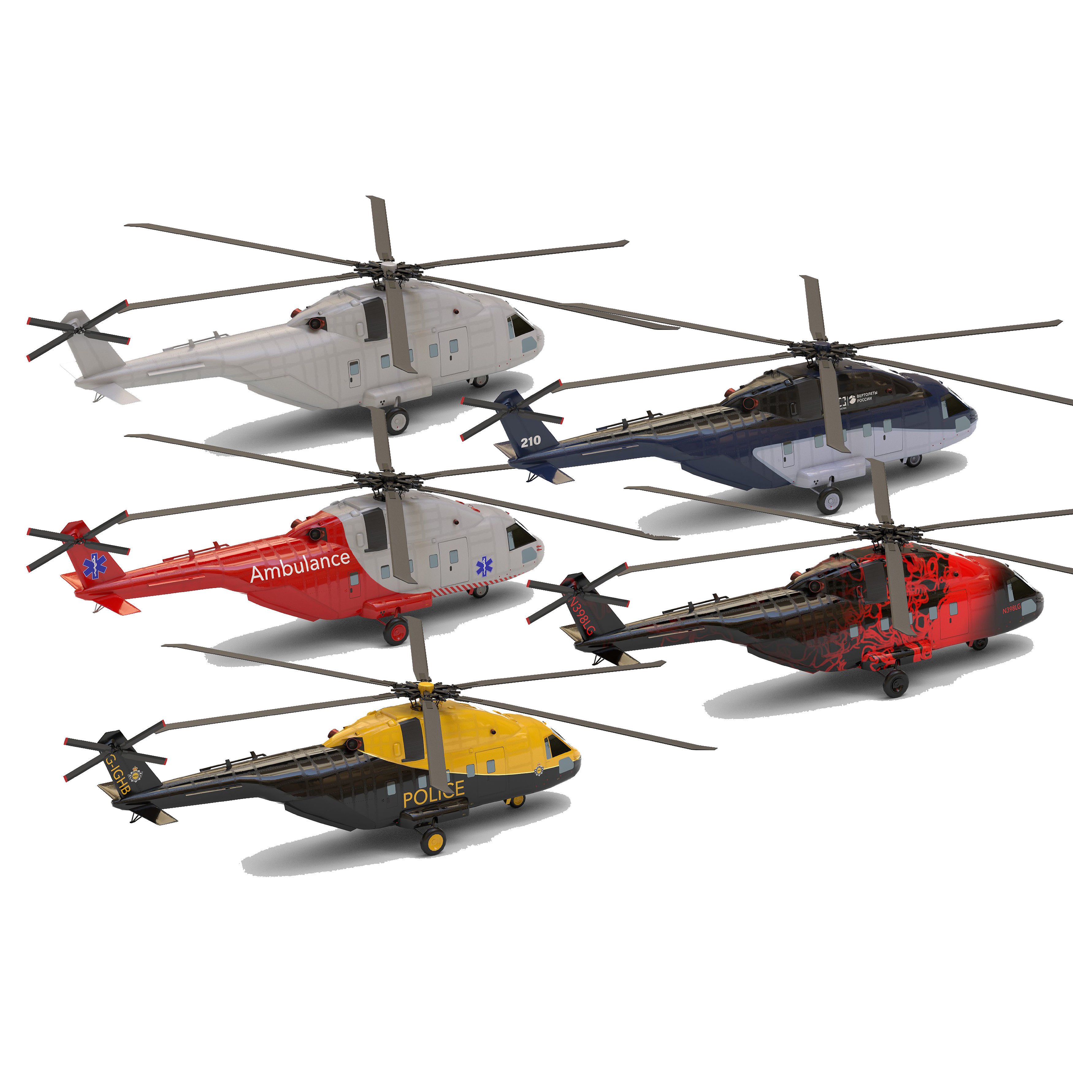 Helicopter asset Low-poly 3D model_2