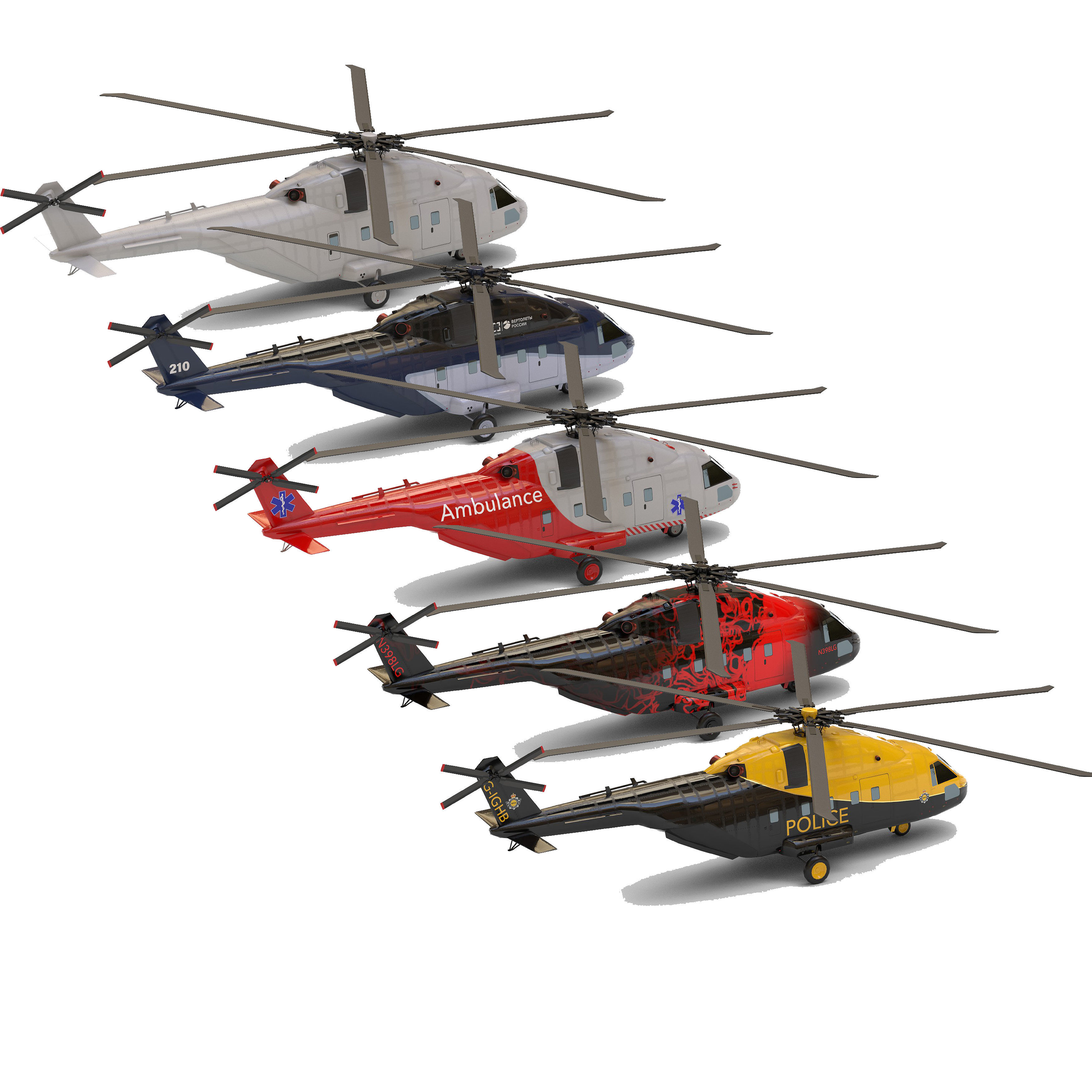 Helicopter asset Low-poly 3D model_3