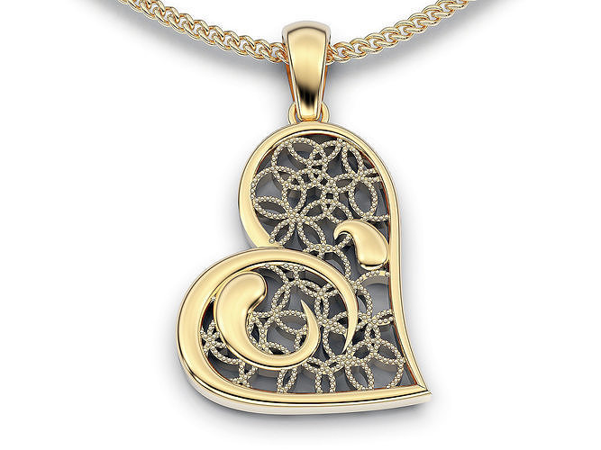 Heart pendant jewelry  gold printable 3D mpdel 3D print model