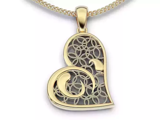 Heart pendant jewelry  gold printable 3D mpdel