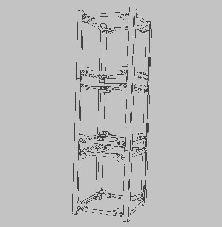 CubeSat 3U frame structure 3D model_1