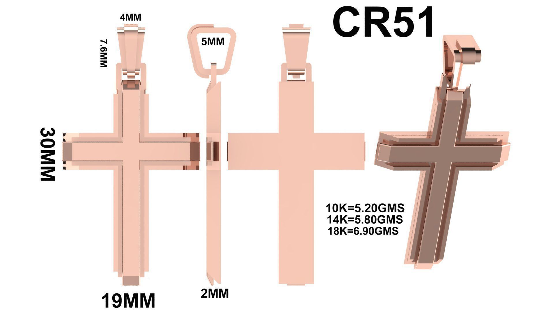 CROSS PENDANT CR51 3D print model_6