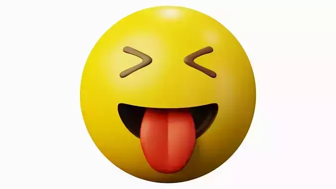 Tongue out yellow ball Emoticon Emoji or Smiley 3D model