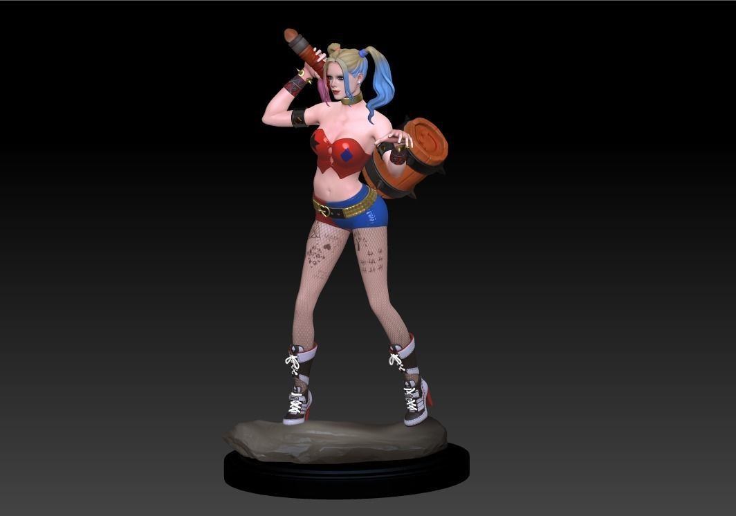 Harley Quinn Statue - Statue 3D print model fanart  3D print model_3