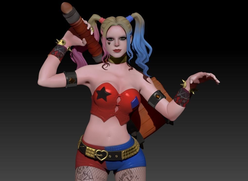 Harley Quinn Statue - Statue 3D print model fanart  3D print model_24